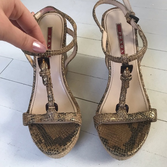 Prada Shoes - Prada Snake Print Wedges